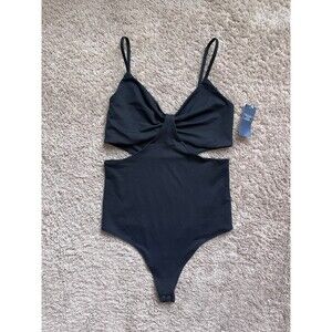 Abercrombie & Fitch Seamless Cutout Cami Bodysuit in Black Size MEDIUM NEW!